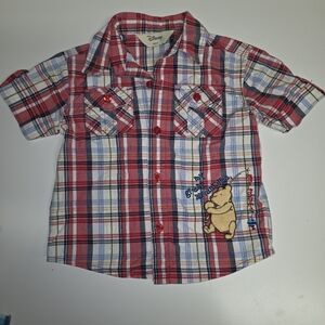 Disney Kids Plaid Button-Up Shirt Winnie-the-pooh 18M